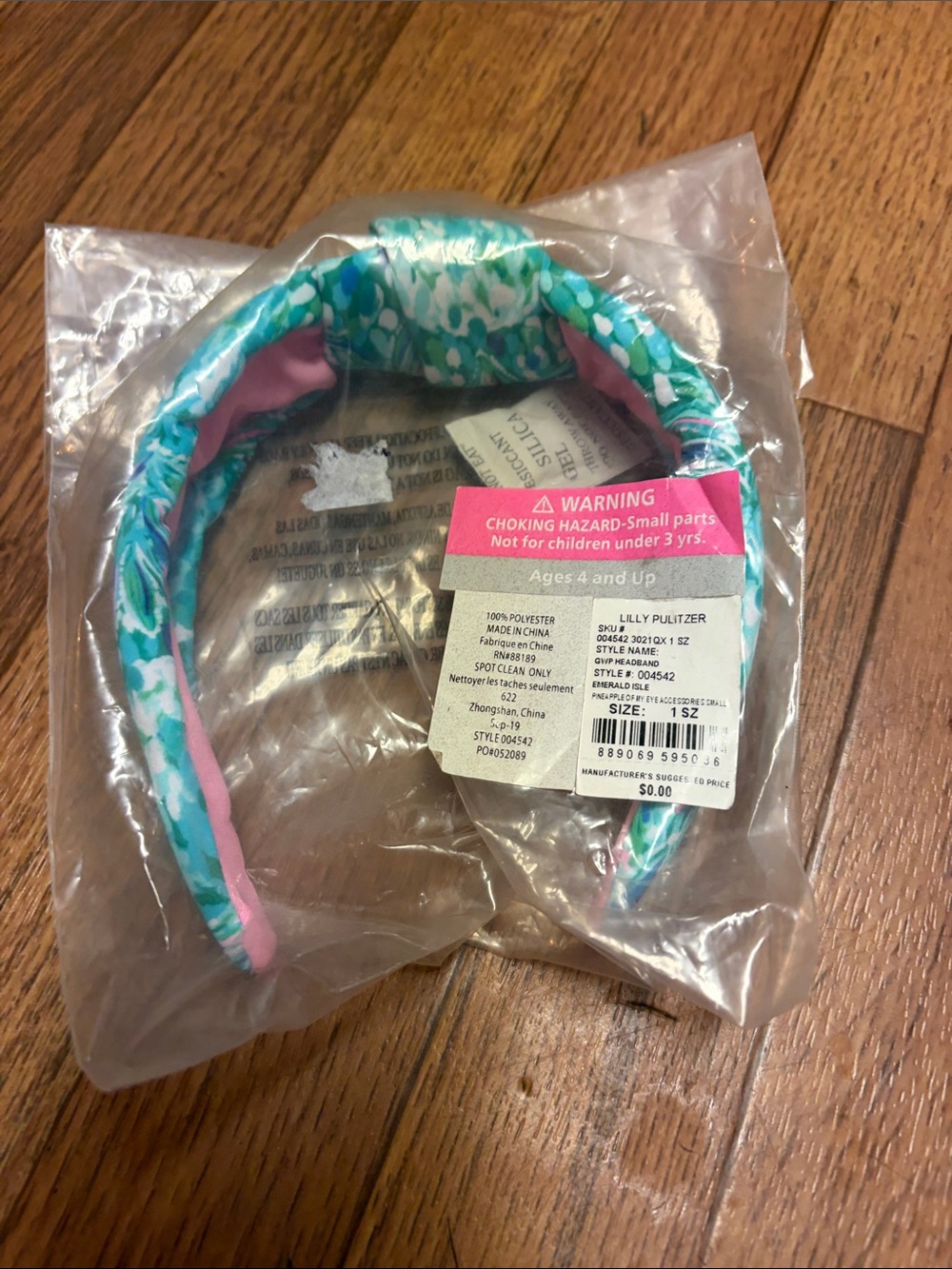 Lilly Pulitzer Aqua & Pink Printed Padded Headband